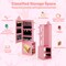 Costway Kids Jewelry Cabinet Standing Children Jewelry Organizer with Full-Length Mirror White/Pink